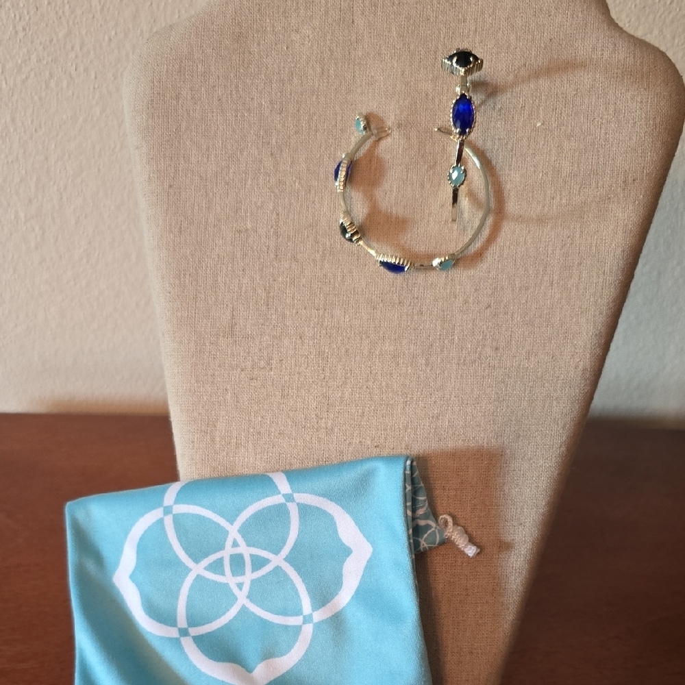 Blue and Silver Hoop Earrings